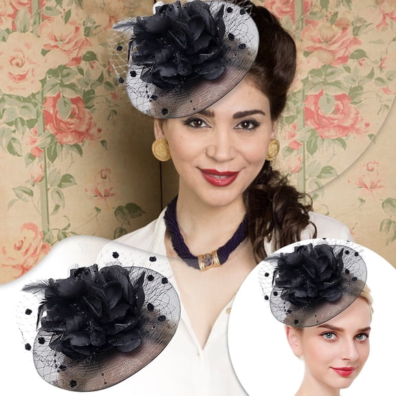 Elegant Feather Fascinators Headbands Women's Tea Party Hair Accessories Floral Headdress for Bridal Wedding Events