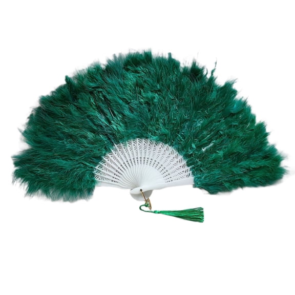 Elegant Feathered Fan Folding Design Hand Fan Perfect for Flapper Costumes Dances Performances and Themed Parties