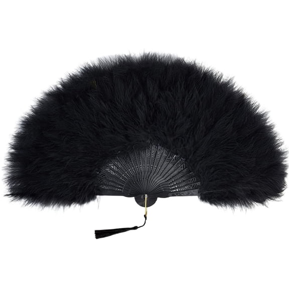 Elegant Feathered Fan Folding Design Hand Fan Perfect for Flapper Costumes Dances Performances and Themed Parties