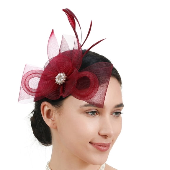 Elegant Feathered Fascinator Hat Flower Veil Hat for Bridal Shower Photography