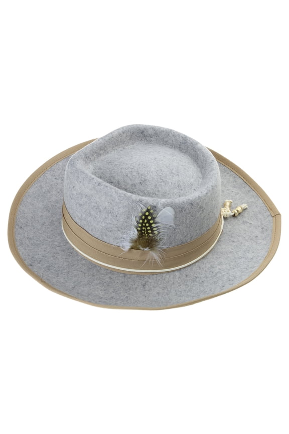 Elegant Feathered Homburg Exotic Hat with Exotic Ribbon Wool Wide Brimmed Western Hat for Casual Wear Unisex Hat