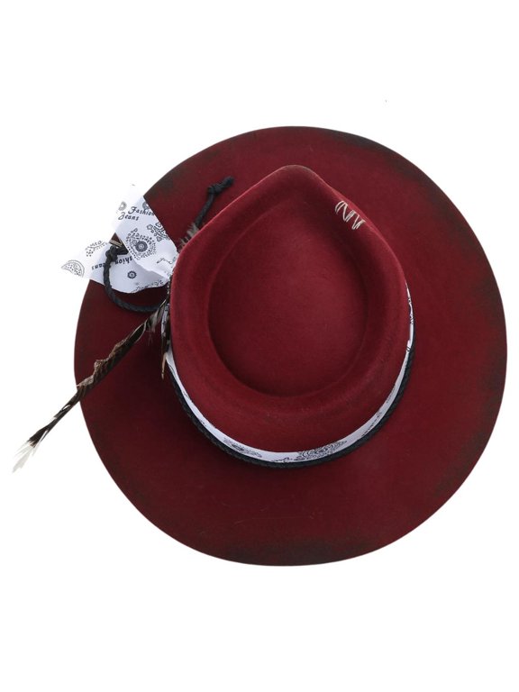 Elegant Fedoras Homburg Wool Hat with Exotic Ribbon Wool Wide Brimmed Western Hat for Show Wear Unisex Hat