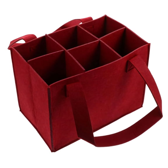 Elegant Felt Wine Bottle Carriers Bag 6 Bottle Bag With Secure Inner Dividers And Comfortable Handle For Safe Transport