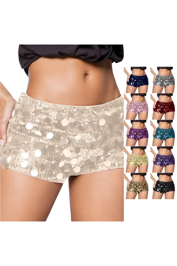 Elegant Festival Shorts for Casual Partywear Shorts with Glimmering Sequins and Flirty Low Rise Fit Pants for Women Work Casual plus Size XXXXL