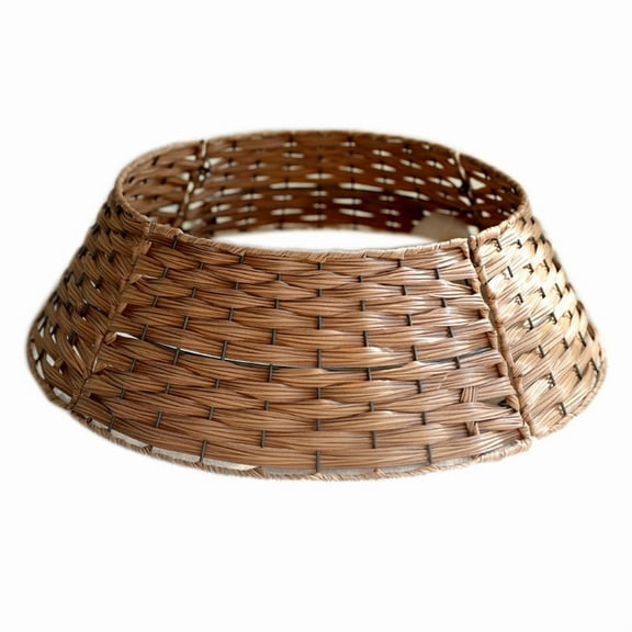 Elegant FestivalRattan Tree Rings Christmas Tree Decorative Collar Skirt Woven Rattan Brown Tree Base Cover Charm