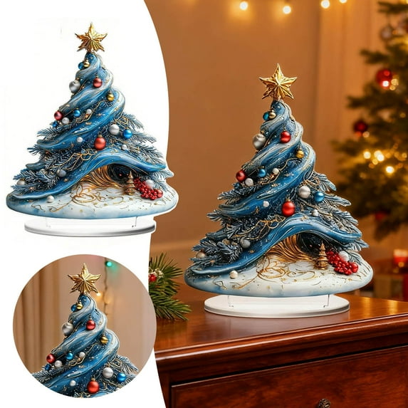 Elegant Festive Christmas Tree Tabletop Decor - 2D Acrylic Modern Translucent Desktop Display, Versatile For Holiday & Daily Home Use