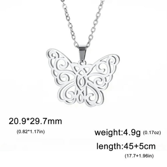 Elegant Filigree Butterfly Pendant Necklace Stainless Steel Animal Jewelry
