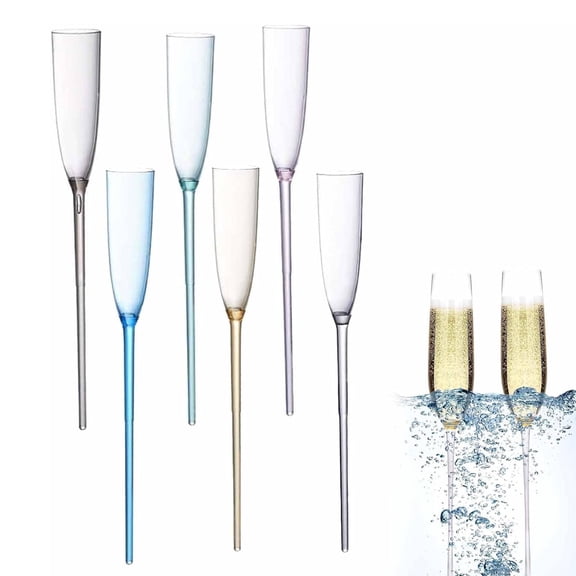 Elegant Floating Champagne Flutes Set Pool Party Drinkware Glasses For Celebrations 6PCS