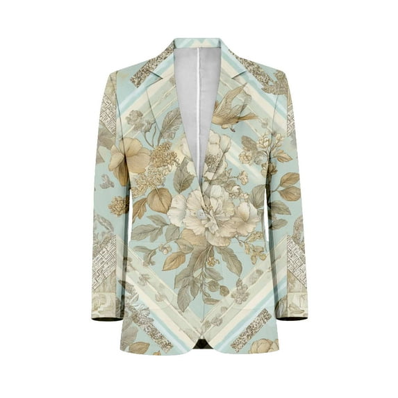 Elegant Floral Bird Design Textile Mens Suits Shawl Collar Slim Fit ...