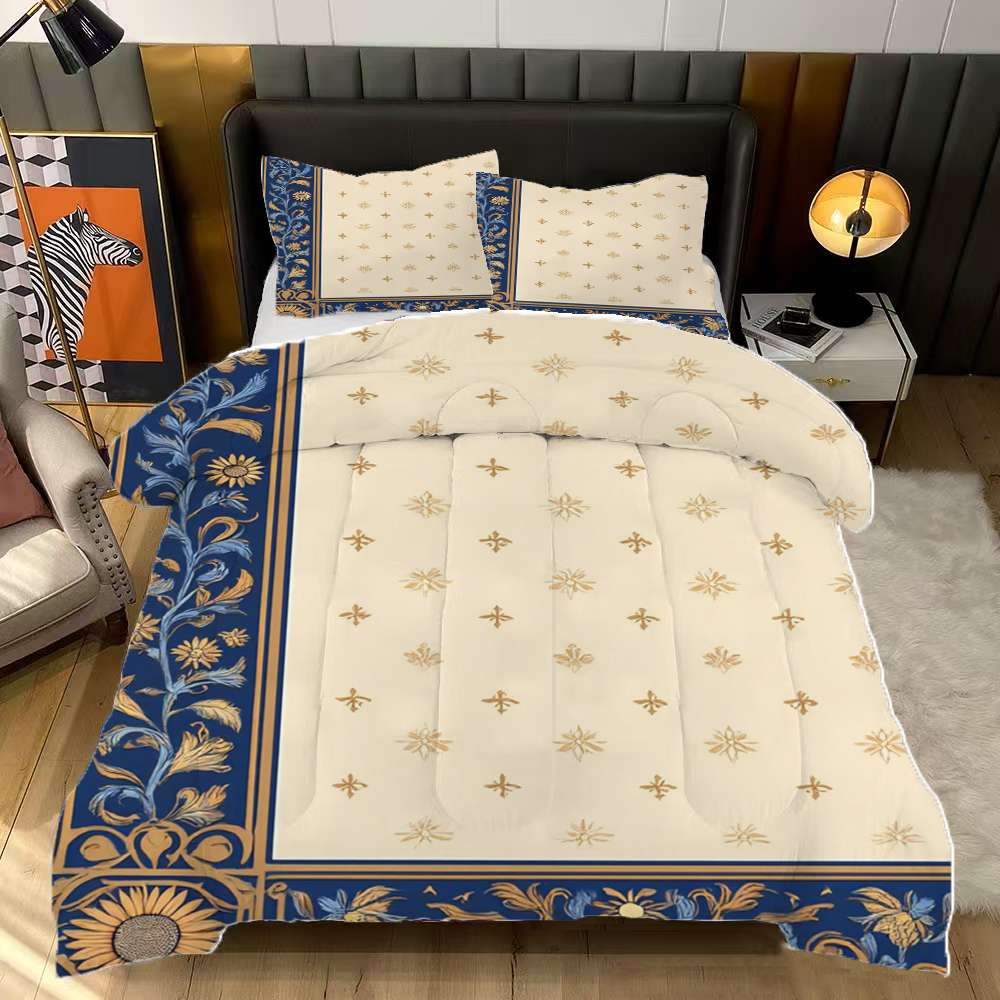 Elegant Floral Border Design Comforter Set Full Size Bedding Set For ...