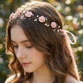 thumbnail image 1 of MIALLO Elegant Floral Bridal Headpiece, Handmade Foam Rose & Pearl Hair Accessory for Prom Party, Flexible Long Hair Vine, 1 of 8