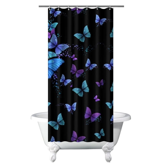 Elegant Floral Butterfly Shower Curtain Waterproof Bathroom Curtain 36x72 Inches Delicate Pattern Machine Washable Quick Dry Includes Rust-Resistant Hooks