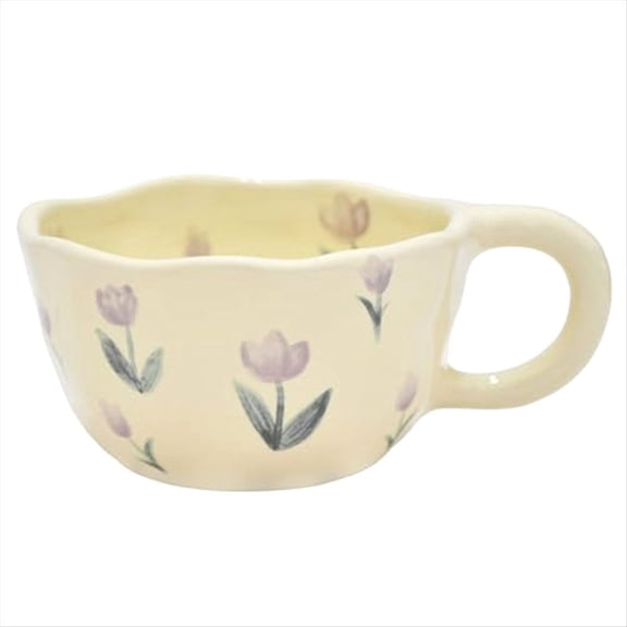 Elegant Floral Ceramic Mug Coffee Cup with Flower Decorations, 250ml Spring Drinkware for Home Decor,B