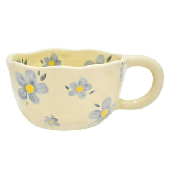 Elegant Floral Ceramic Mug Coffee Cup with Flower Decorations, 250ml Spring Drinkware for Home Decor,C