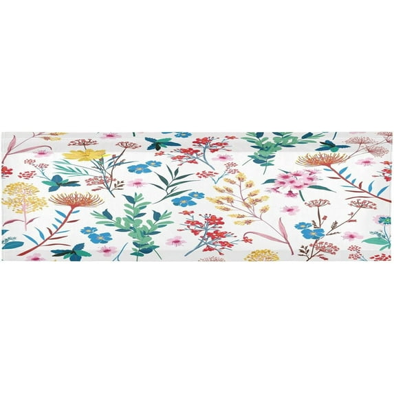 Elegant Floral Curtain Valance for Kitchen Windows/Bathroom/Living Room/Bedroom Blackout, Rod Pocket Valance Small Window Treatment Decor, 54" W x 18" L