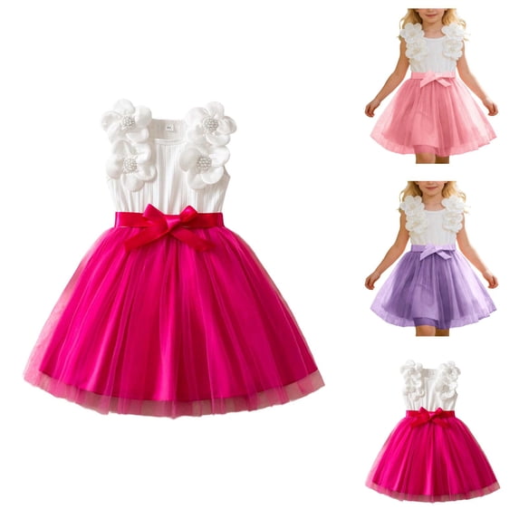 Elegant Floral Dress for Girls Summer Party and Birthday Celebration formal Occasion Gown Girls Princess Dress for Wedding Pageant School Event