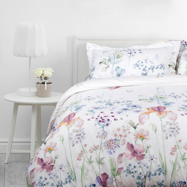 Elegant Floral Duvet Cover Queen/Full 3 Piece Soft White Duvet Cover ...