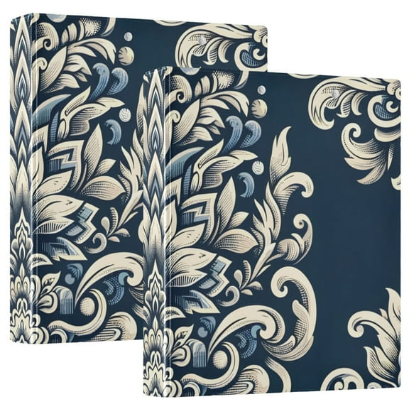 Elegant Floral Flower 3 Ring Hardcover Binders 1.5" Round Rings for Letter-Size Folder Paper Organizer Pockets for Office Student Recipe 2 Pack