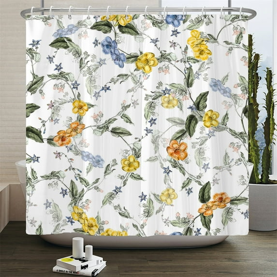 Elegant Floral Flowers Shower Curtain 180x180cm Shower Curtain Polyester Bath Cu
