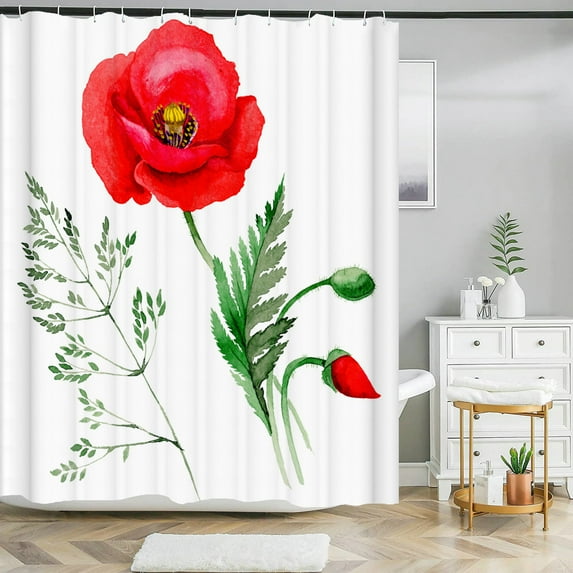 Elegant Floral Flowers Shower Curtain 180x180cm Shower Curtain Polyester Bath Cu