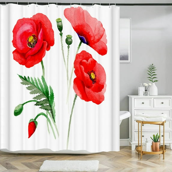 Elegant Floral Flowers Shower Curtain 180x180cm Shower Curtain Polyester Bath Cu