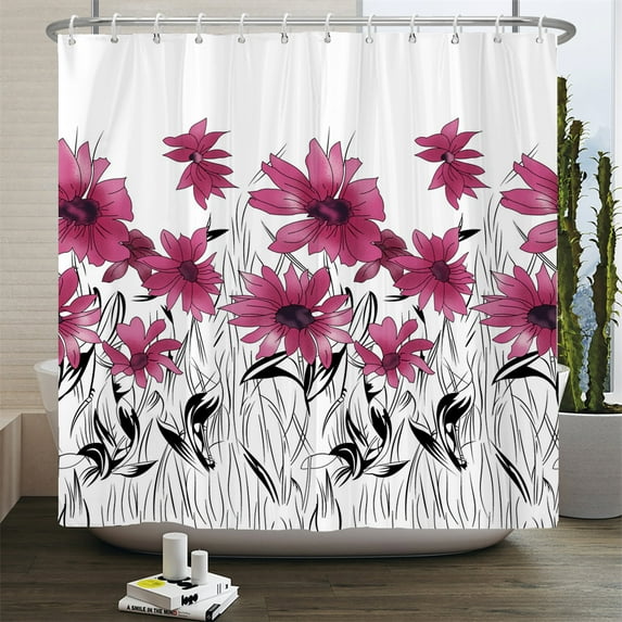 Elegant Floral Flowers Shower Curtain 180x180cm Shower Curtain Polyester Bath Cu
