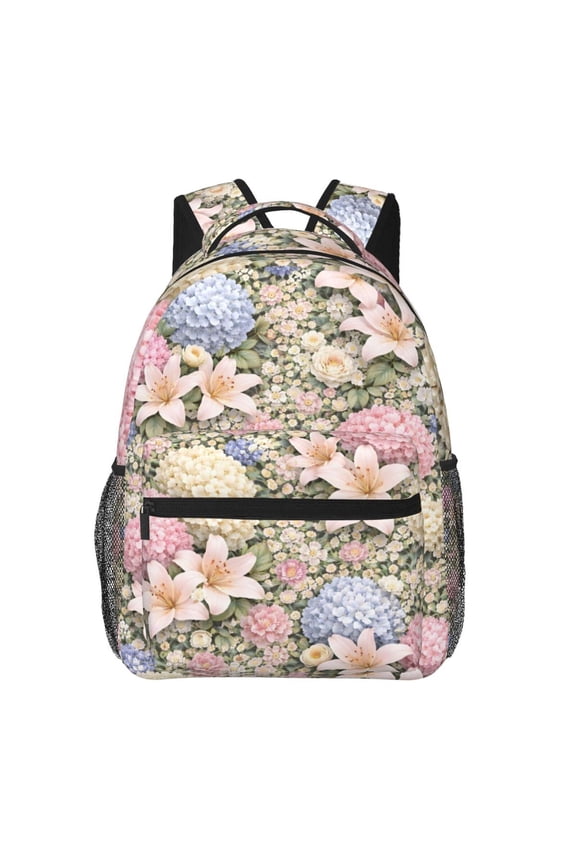Elegant Floral Garden Backpack Lightweight Rucksack Travel Bag for Men and Women