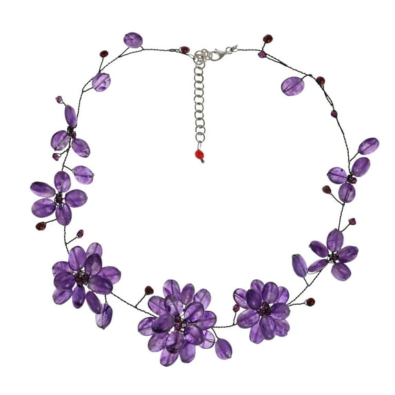 Elegant Floral Inspired Amethyst Stone & Pearl Necklace