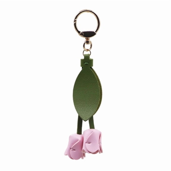 Elegant Floral Key Ring PU Leather Metal Charm Lightweight Decoration Elegant Floral Key Ring For Purses Gifts