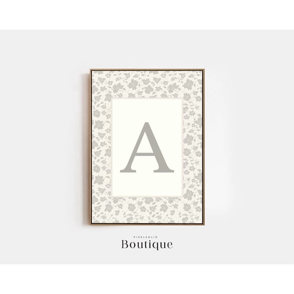 Elegant Floral Monogram Letter A Print New Baby Floral Letter Unframed Paper Print