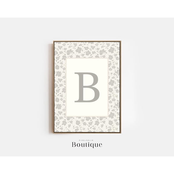 Elegant Floral Monogram Letter B Print New Baby Floral Letter Unframed Paper Poster 8x10in