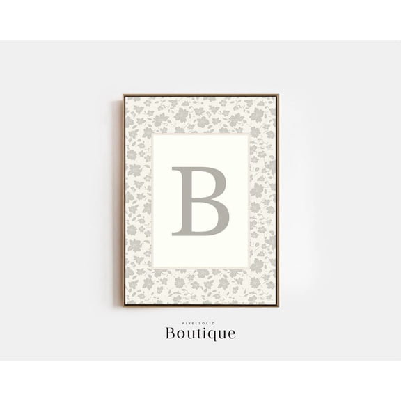 Elegant Floral Monogram Letter B Print New Baby Floral Letter Unframed Paper Print