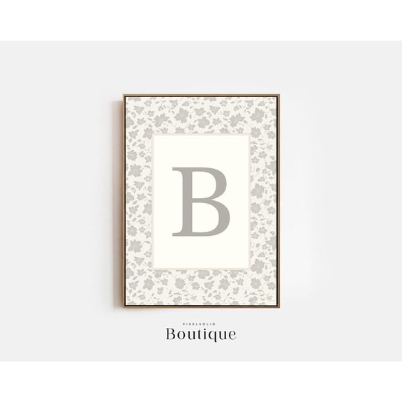 Elegant Floral Monogram Letter B Print New Baby Floral Letter Unframed Paper Print