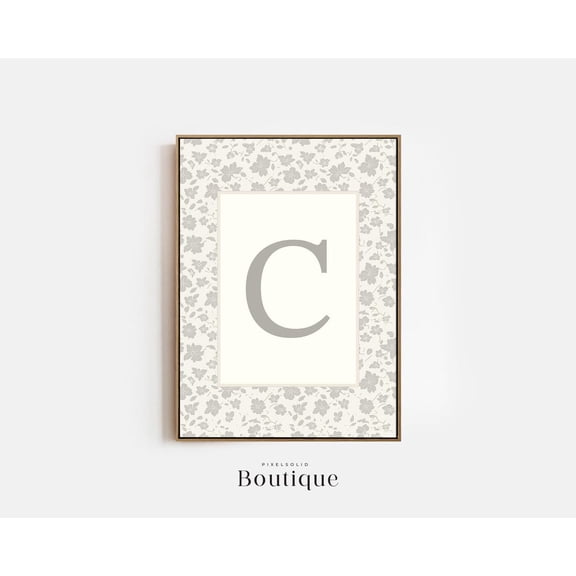 Elegant Floral Monogram Letter C Print New Baby Floral Letter Unframed Paper Print