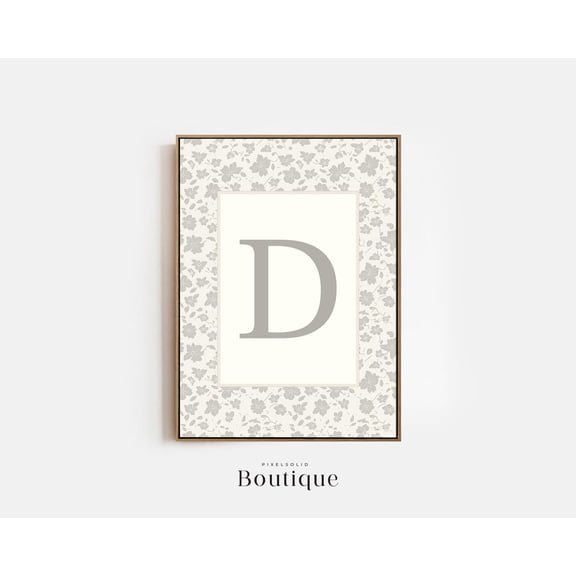 Elegant Floral Monogram Letter D Print New Baby Floral Letter Unframed Paper Print