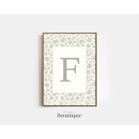Elegant Floral Monogram Letter F New Baby Wall Art Print