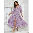 thumbnail image 1 of Elegant Floral Paisley Maxi Dress with Slit, 1 of 1