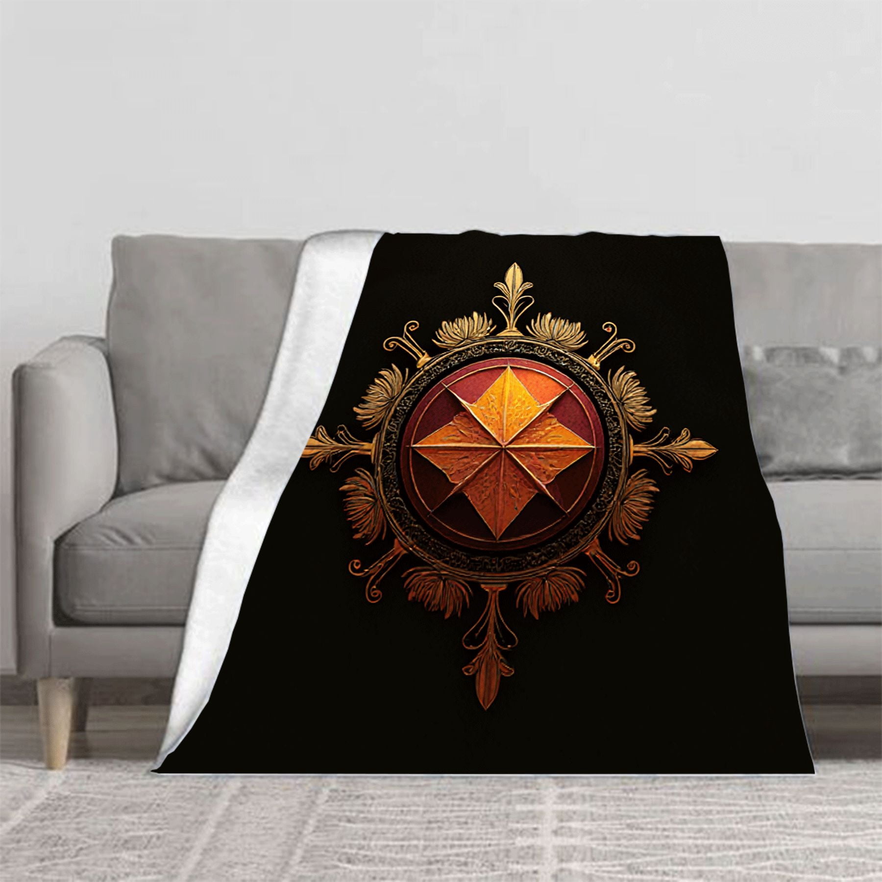 Elegant Floral Pattern Flannel Blanket - Soft Cozy and Warm for Sofa ...