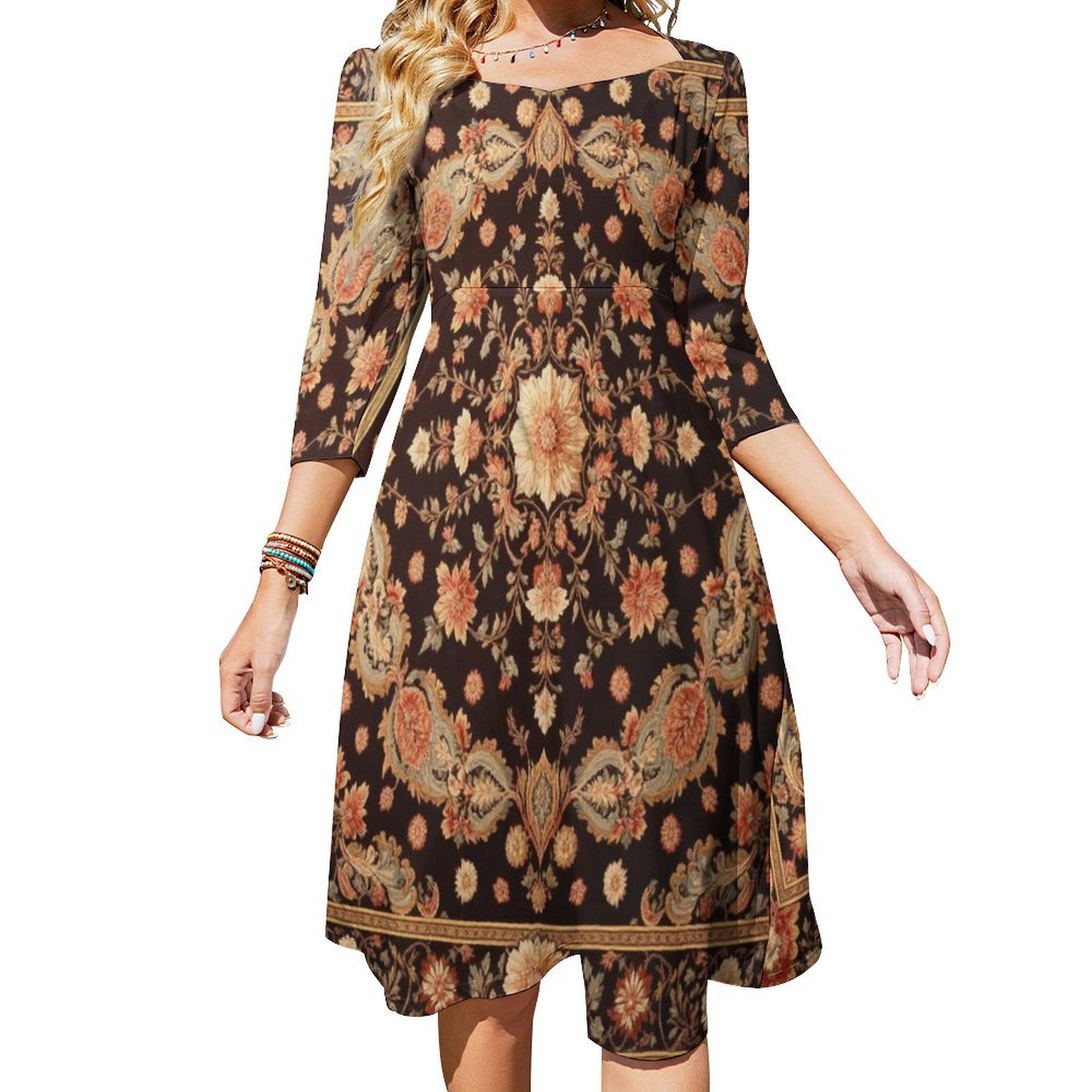 women's summer elegant printed dress ,