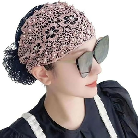 Elegant Floral Pearl Lace Headband for Women Fashion Wide Elastic Hair Rope Accessory
