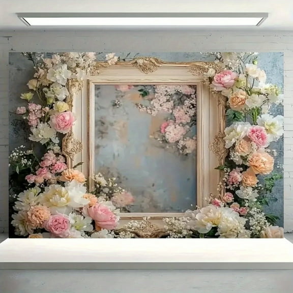 Elegant Floral Photo Frame Backdrop Pastel Flower Vintage Wall Photography Background Wedding Birthday Party Decorations Bridal Shower Backdrops Studio Props