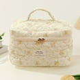 thumbnail image 1 of Elegant Floral Quilted Makeup Organizer Spacious Travel Cosmetic For Women Durable Toiletry Bag With Zipper Closure Stylish Design, 1 of 5