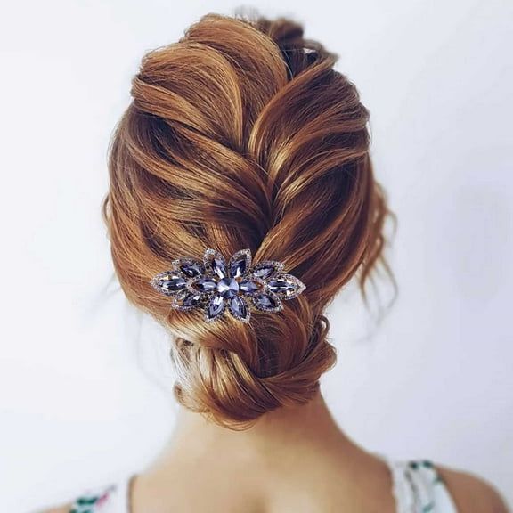 Floral Rhinestone Hairpin Flower Hair Barrette Clip for Elegant Hairstyling and Fashion Accessory