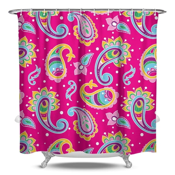 Elegant Floral Shower Curtain, Chic Boho Paisley Design Waterproof Bath Curtain 84x72 Inch, Fade-Resistant Quick-Dry Machine Washable Polyester Fabric with Hooks