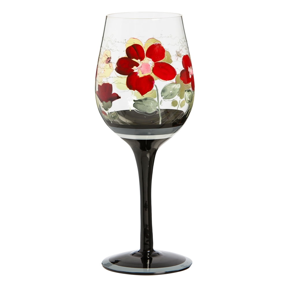 Elegant Floral Symphony Wine Glasses Set Of 2
