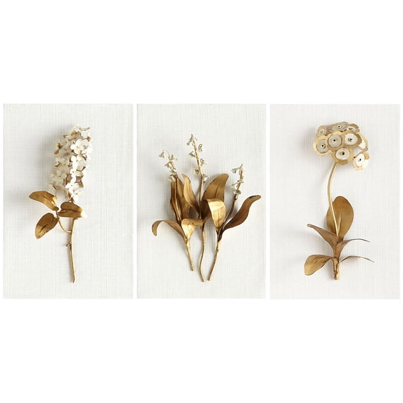 Elegant Floral Wall Art Set - Modern Canvas Painting Pictures for Living Room & Bedroom Decor, Abstract Flower Print Unframed Wall Hanging Gold4