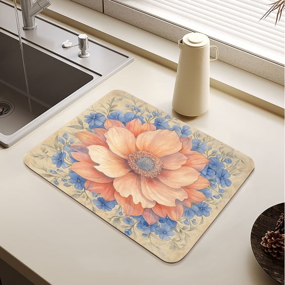 Elegant Flower Drying Mat Diatomaceous Earth Super Absorbent Slip Rubber Sole Heat Resistant 230 Degrees Fahrenheit 23.619.7in