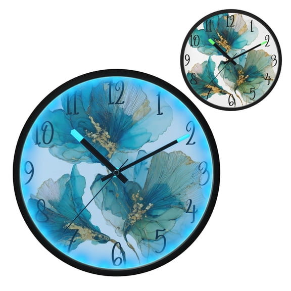 Elegant Flower Luminous Wall Clock with Sound-Activated LED 12-Inch Silent Acrylic Timepiece for Bedroom Livingroom or Office