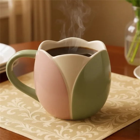 Elegant Flower Mug, Ceramic Coffee Mug with Beautiful Floral Pattern, Perfect for Tea Coffee Lovers, Ideal Gift for Home Office Use