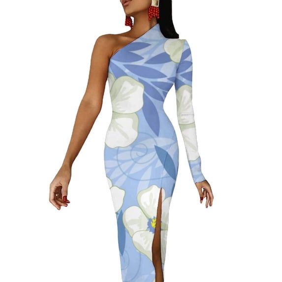 Elegant Flower Print Maxi Dress Long Sleeve Yellow Daffodil Bodycon Dress Autumn Party Long Dresses Female Design Vestido